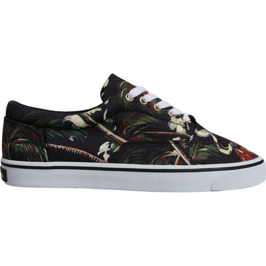 Dolce & Gabbana Black Tropical Print Low Top Sneakers Shoes MV6745-40.5