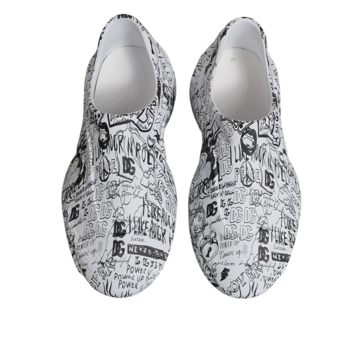 Dolce & Gabbana White Black Graffiti Daymaster Sneakers Shoes