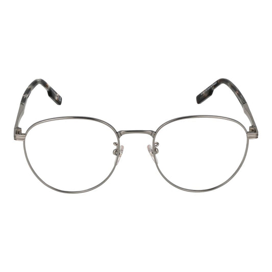 Ermenegildo Zegna Gray Men Glasses Frame made of titanium with gunmetal finish, full-rim round style, size 52-19-145, includes branded case.
