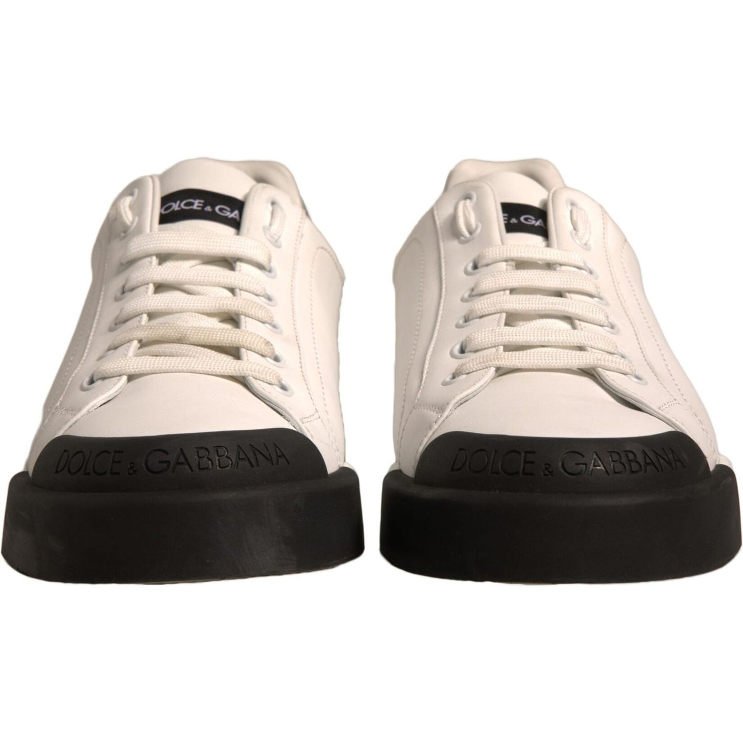 Dolce & Gabbana White Leather Logo Portofino Sneakers Shoes