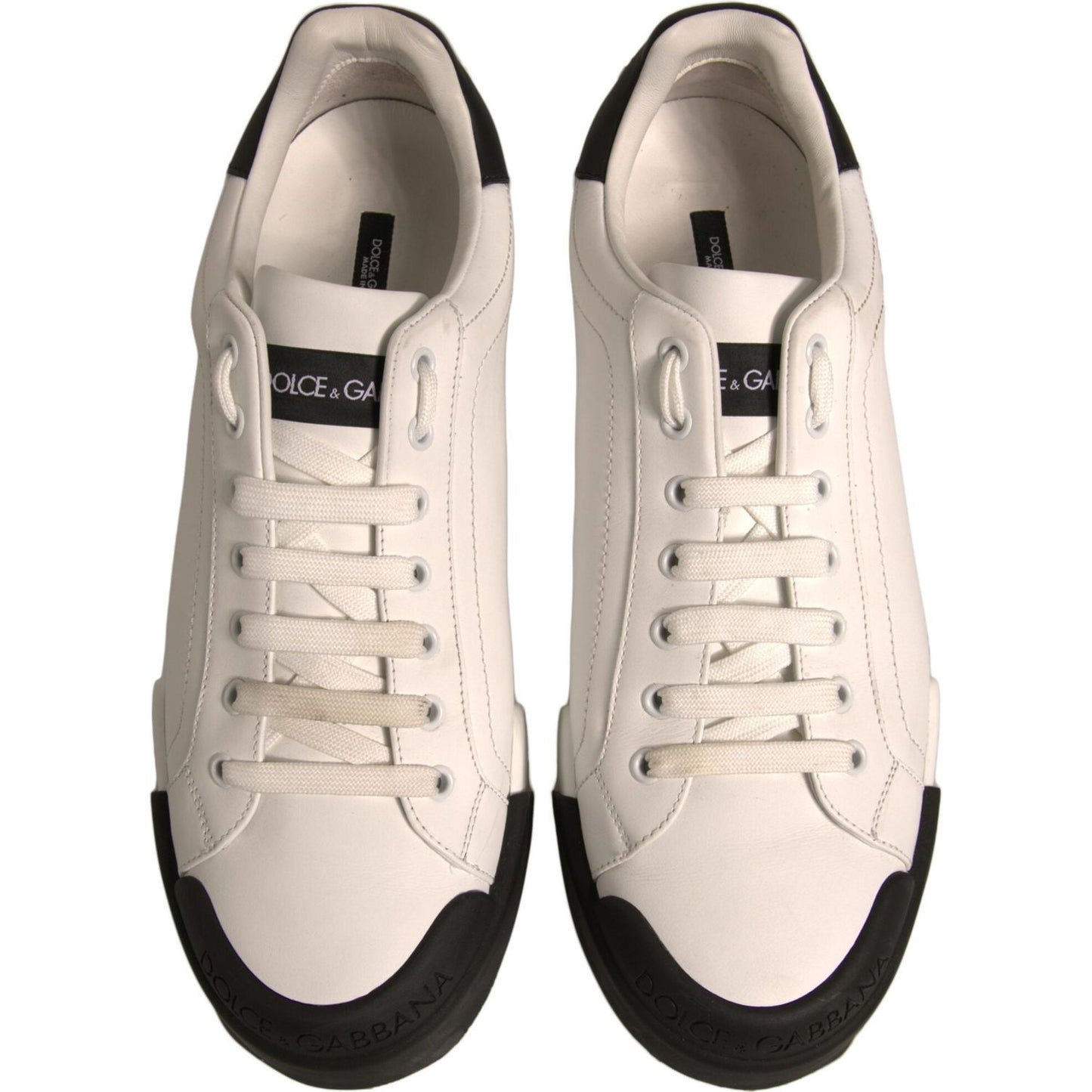 Dolce & Gabbana White Leather Logo Portofino Sneakers Shoes