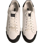 Dolce & Gabbana White Leather Logo Portofino Sneakers Shoes