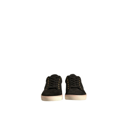Dolce & Gabbana Black Logo Suede Leather Men Sneakers Shoes