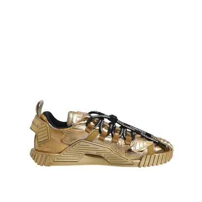 Dolce & Gabbana Gold Stretch Lace Up NS1 Sneakers Shoes