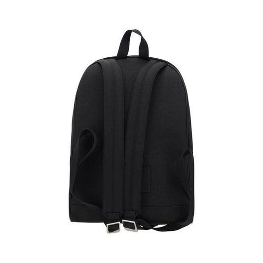 Back view of a Saint Laurent City Backpack featuring adjustable padded shoulder straps and a top handle for comfort.