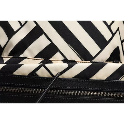 Dolce & Gabbana Black White Nylon Leather Travel Back Pack Bag