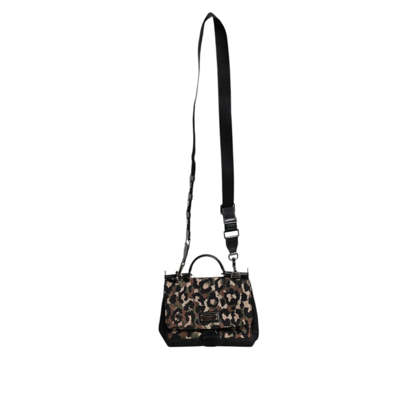 Dolce & Gabbana Brown Leopard Print Lacquard Nylon Sicily Tote Bag