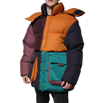 Dolce & Gabbana Multicolor Quilted Hooded Puffer Jacket