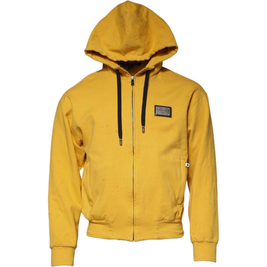 Dolce & Gabbana Yellow Logo Full Zip Hooded Sweatshirt Sweater TSH87727-46