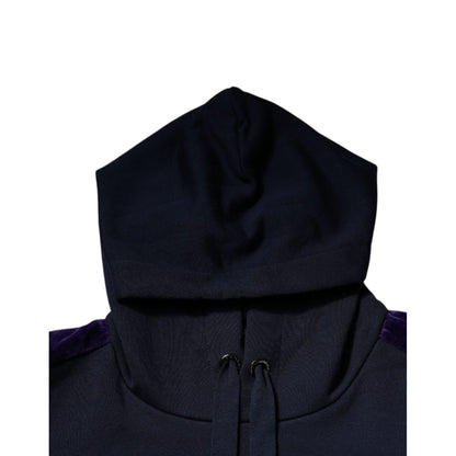 Dolce & Gabbana Blue Crown Cotton Hooded Sweatshirt Sweater