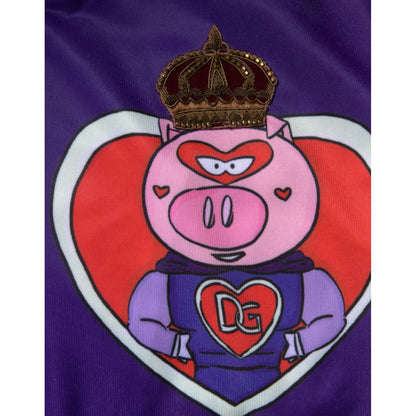 Dolce & Gabbana Purple Year Of The Pig Full Zip Bomber Sweater
