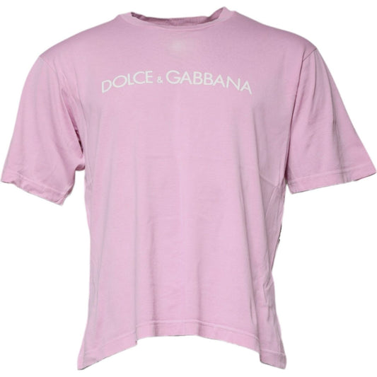 Dolce & Gabbana Pink Logo Print Cotton Crew Neck T-shirt TSH878589-46