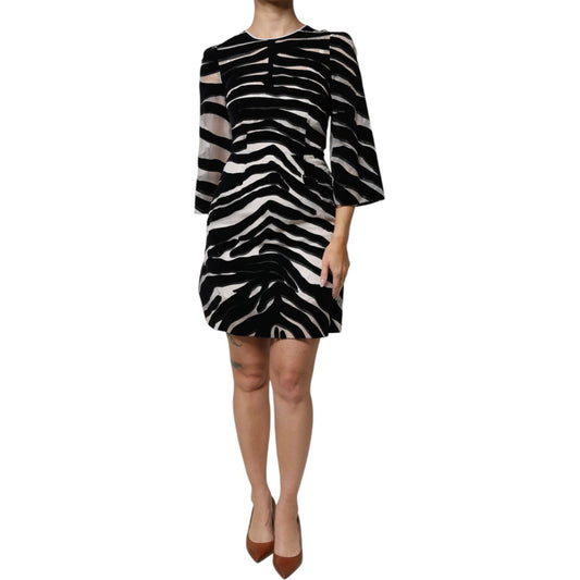 Dolce & Gabbana Black White Zebra A-line Sheath Mini Dress DR281323-40