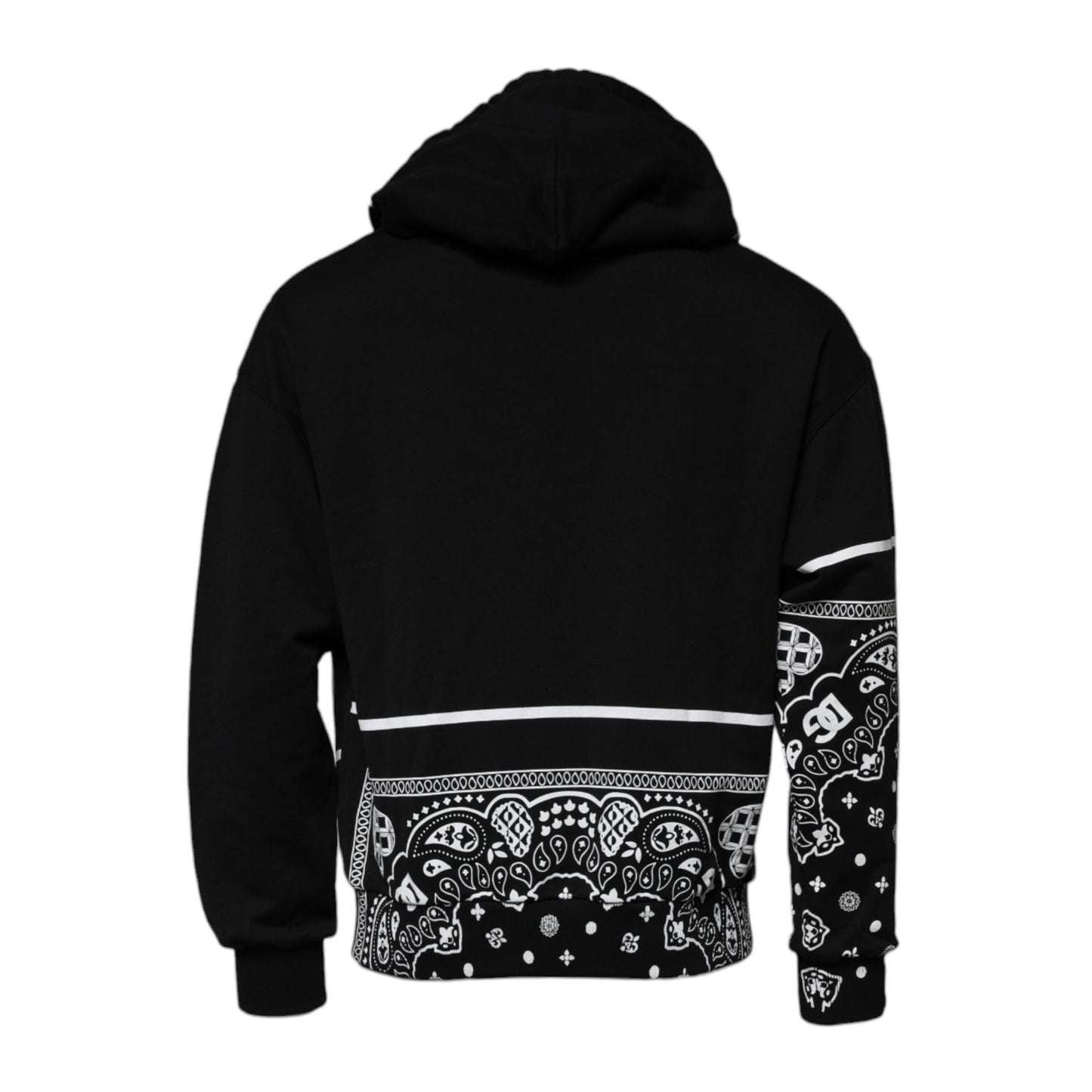 Dolce & Gabbana Black Bandana Hooded Men Sweatshirt Sweater