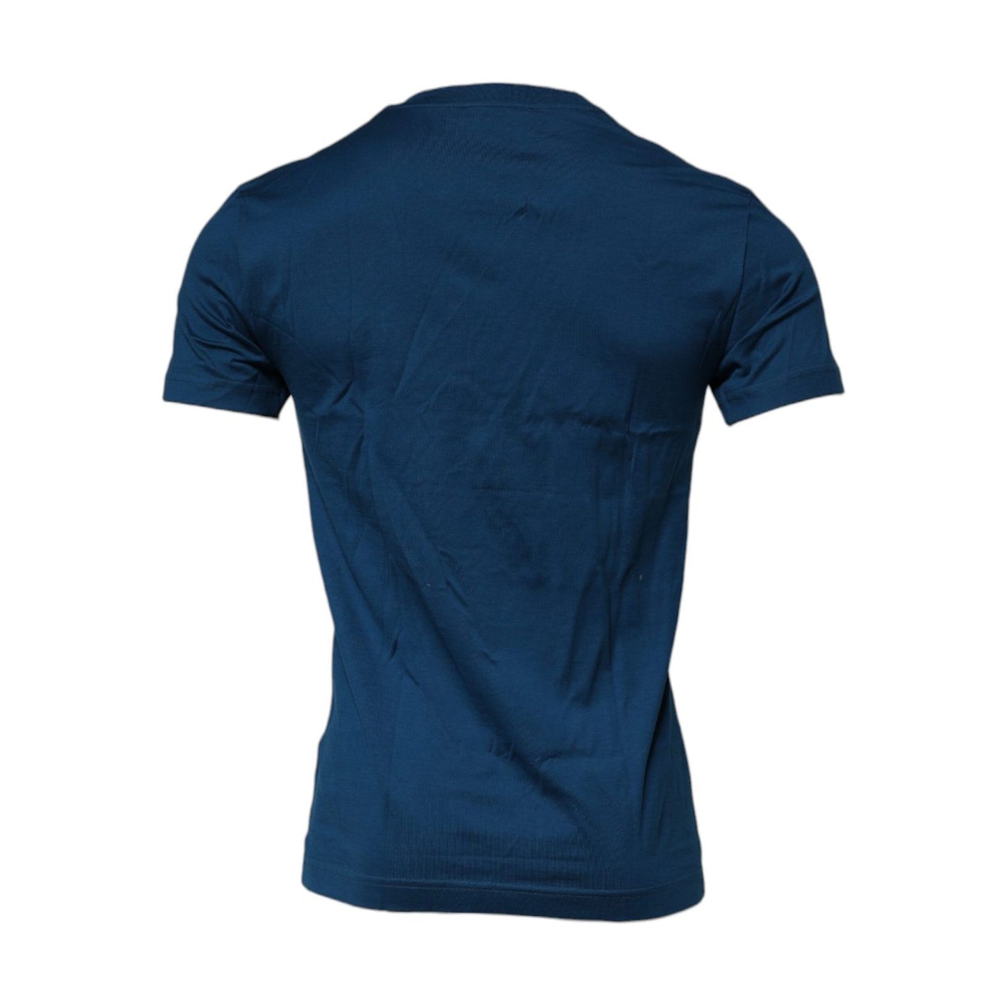 Dolce & Gabbana Blue Crown Bee Cotton Men Crew Neck T-shirt