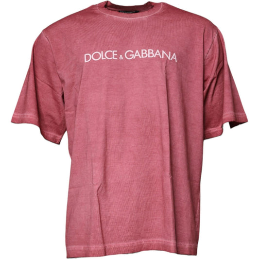 Dolce & Gabbana Pink Logo Print Cotton Crew Neck T-shirt TSH90020-56