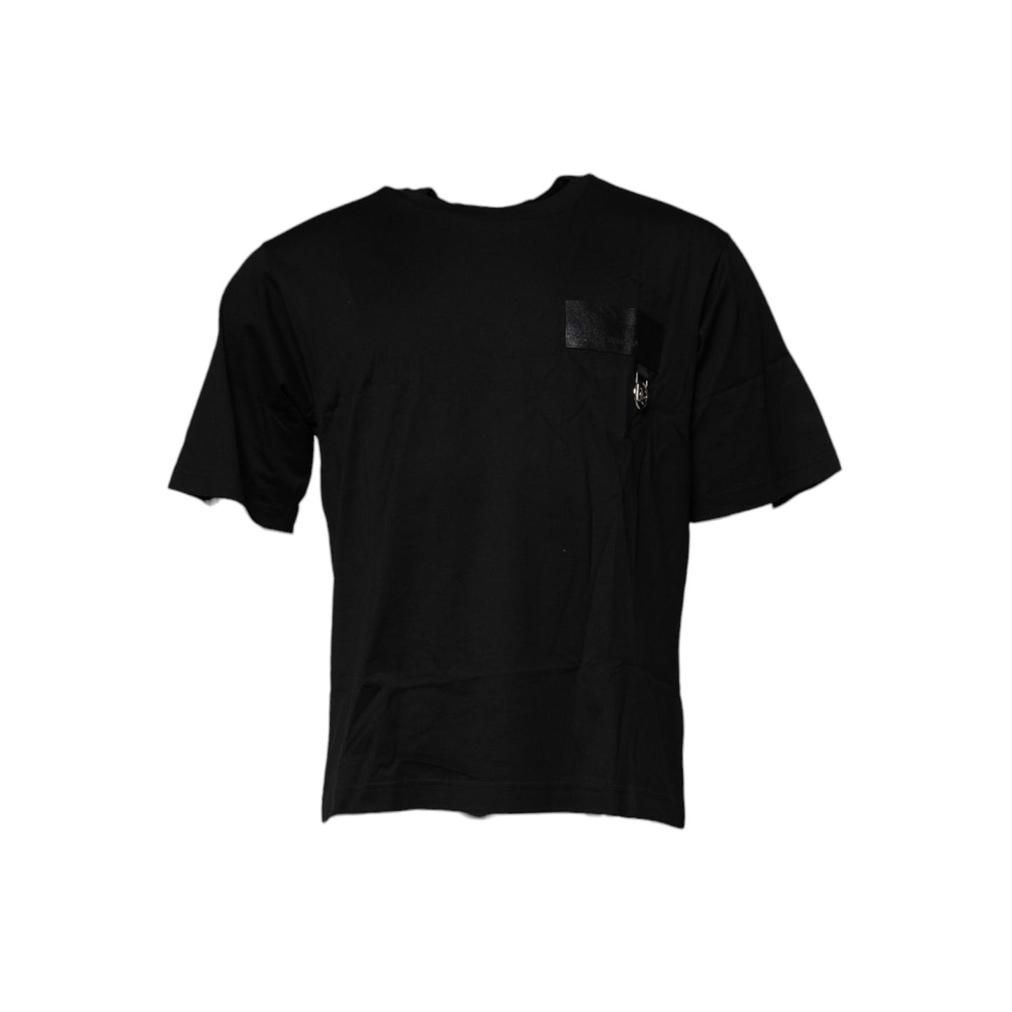Dolce & Gabbana Black Logo Patch Cotton Crew Neck T-shirt