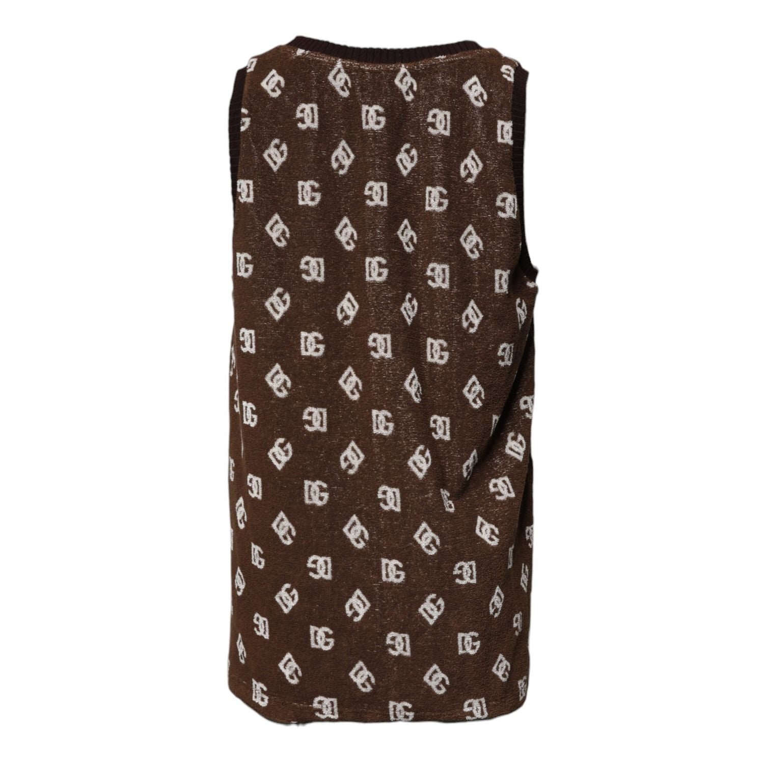 Dolce & Gabbana Brown Logo Monogram Cotton Crew Neck T-shirt