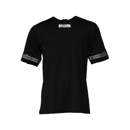 Dolce & Gabbana Black #DGMILLENNIALS Cotton Crew Neck T-shirt