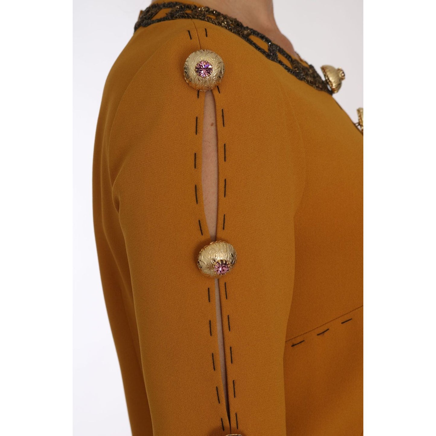 Dolce & Gabbana Brown Mini Crystal Embellished Dress