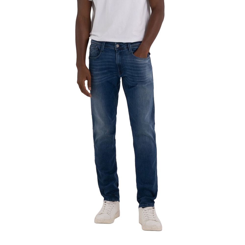 Replay Blue Cotton Straight-Leg Jeans