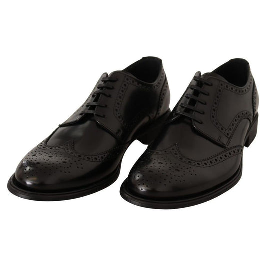 Dolce & Gabbana Black Leather Formal DO-1075-EU42.5/US9.5