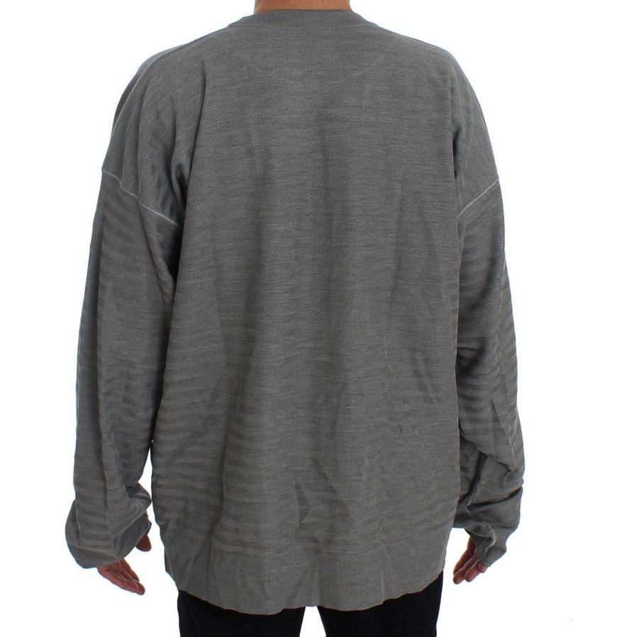 Dolce & Gabbana Gray Crewneck Pullover Silk Sweater