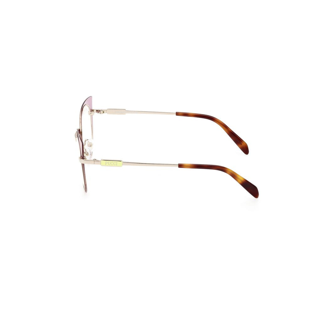Emilio Pucci Purple Metal Frames with side view showcasing metal construction and tortoiseshell temples, model EP5220.