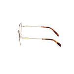 Emilio Pucci Purple Metal Frames with side view showcasing metal construction and tortoiseshell temples, model EP5220.