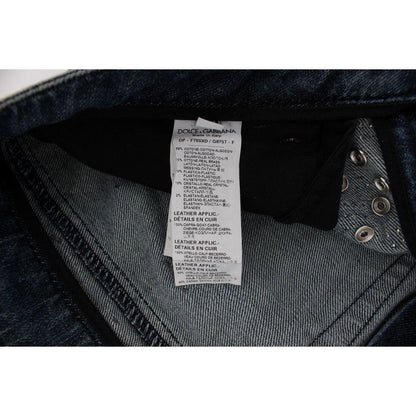 Dolce & Gabbana Crystal Roses Heart Embellished Jeans