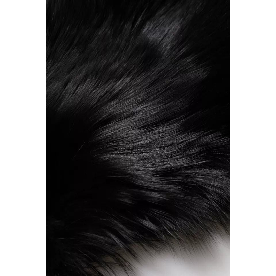 Dolce & Gabbana Black Fox Fur Neck Wrap Warmer Winter Scarf