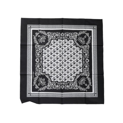 Dolce & Gabbana Black Logo Monogram Cotton Handkerchief Scarf