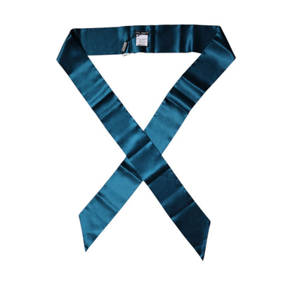 Dolce & Gabbana Dark Green Satin Silk Skinny Foulard Scarf