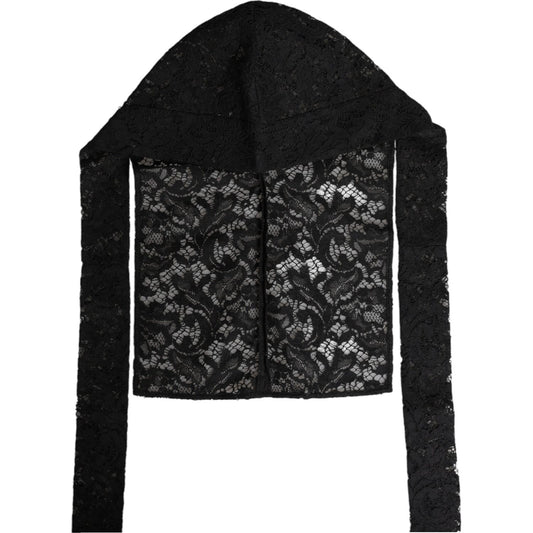 Dolce & Gabbana Black Floral Lace Whole Head Wrap Hat
