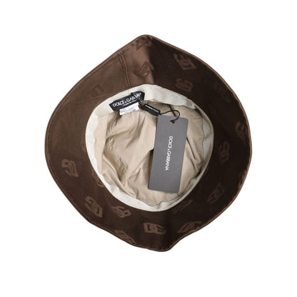 Dolce & Gabbana Brown Logo Monogram Cotton Bucket Cap