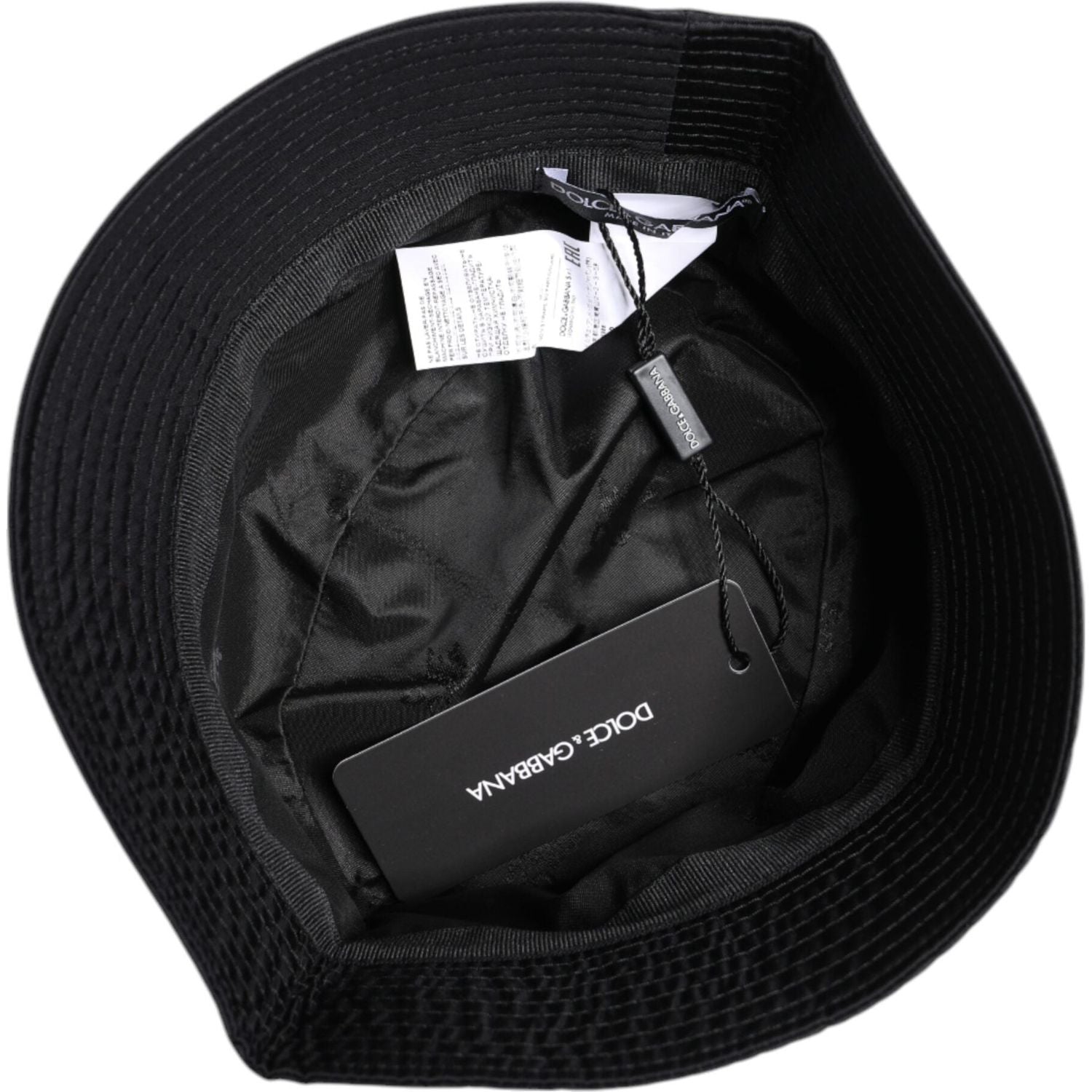 Dolce & Gabbana Black Cotton Wide Brim Bucket Hat