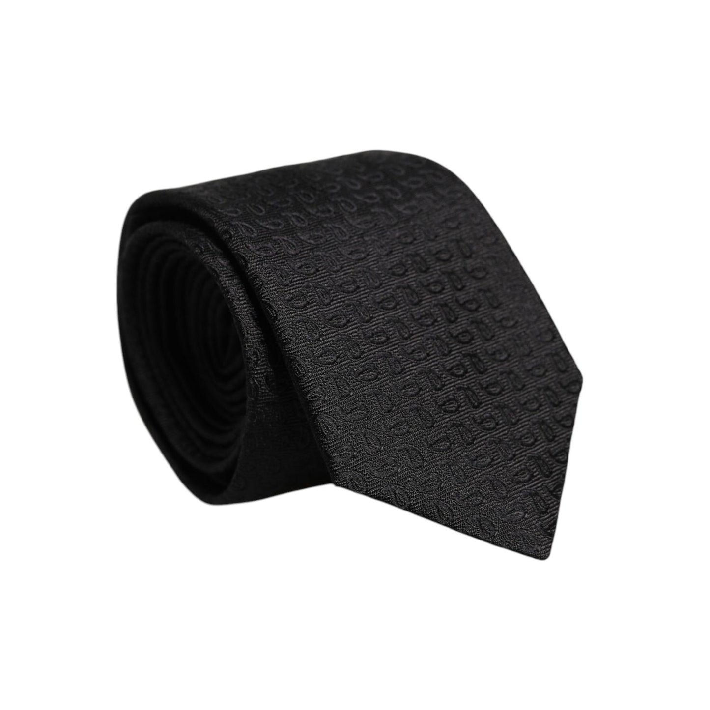 Dolce & Gabbana Black Patterned Silk Adjustable Necktie Tie