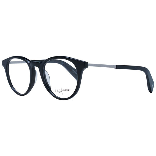 Yohji Yamamoto Black Men Glasses Frame with full-rim metal frame and round lenses.