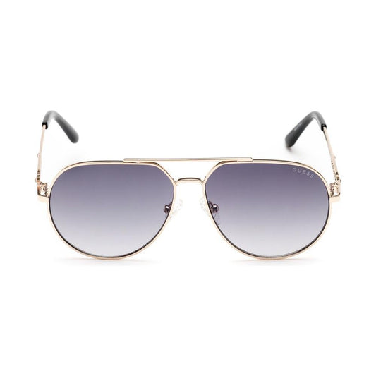 Alt Tag: Guess gold metal sunglasses for women with grey lenses, model GF6195-5632B, featuring a 56/12/140 mm frame.