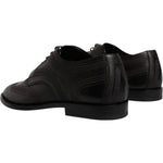 Dolce & Gabbana Black Embroidered Classic Leather Derby Dress Shoes MV7175-41