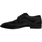 Dolce & Gabbana Black Embroidered Classic Leather Derby Dress Shoes MV7176-40