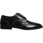Dolce & Gabbana Black Embroidered Classic Leather Derby Dress Shoes MV7176-40