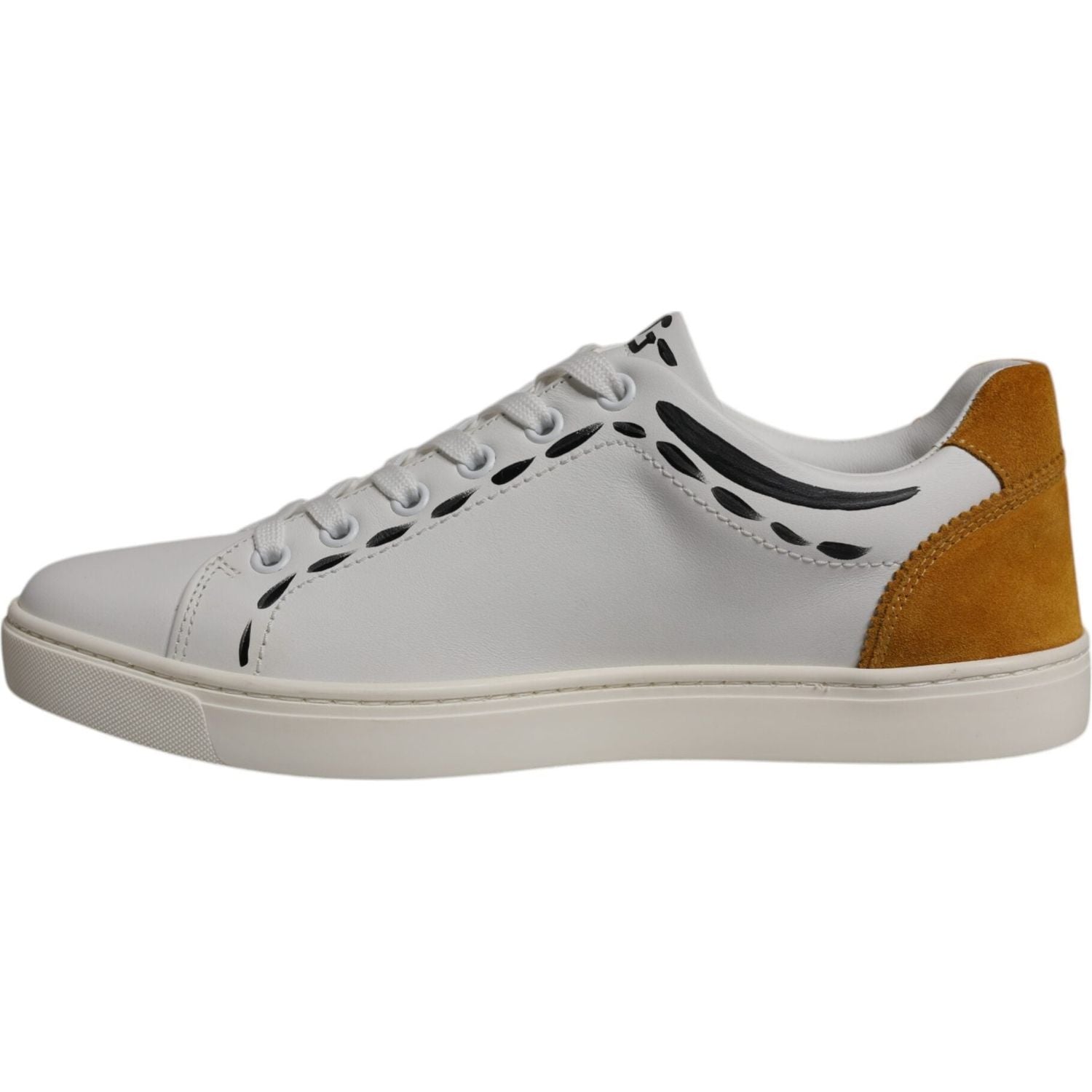 Dolce & Gabbana White Suede Leather Low Top Sneakers Shoes