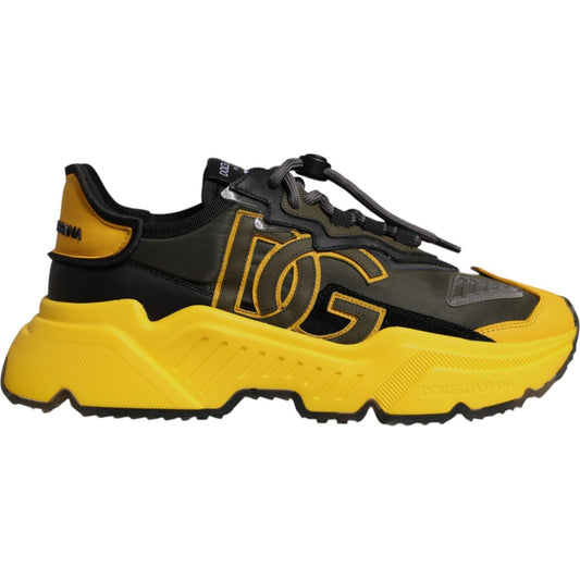 Dolce & Gabbana Yellow Black Daymaster Low Top Sneaker Shoes MV7182-41