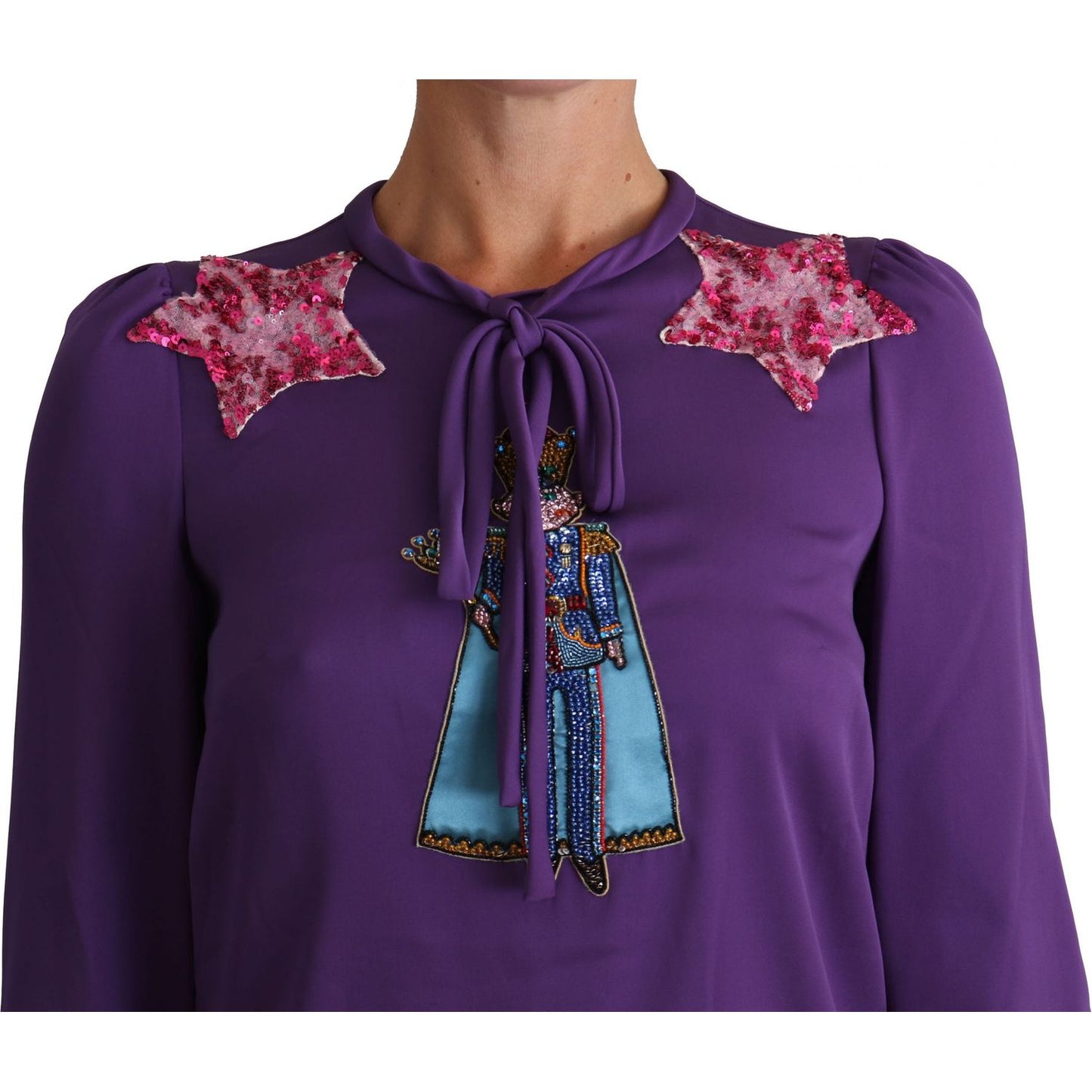Dolce & Gabbana Purple Blouse Prince Fairy Tale Embellished Top