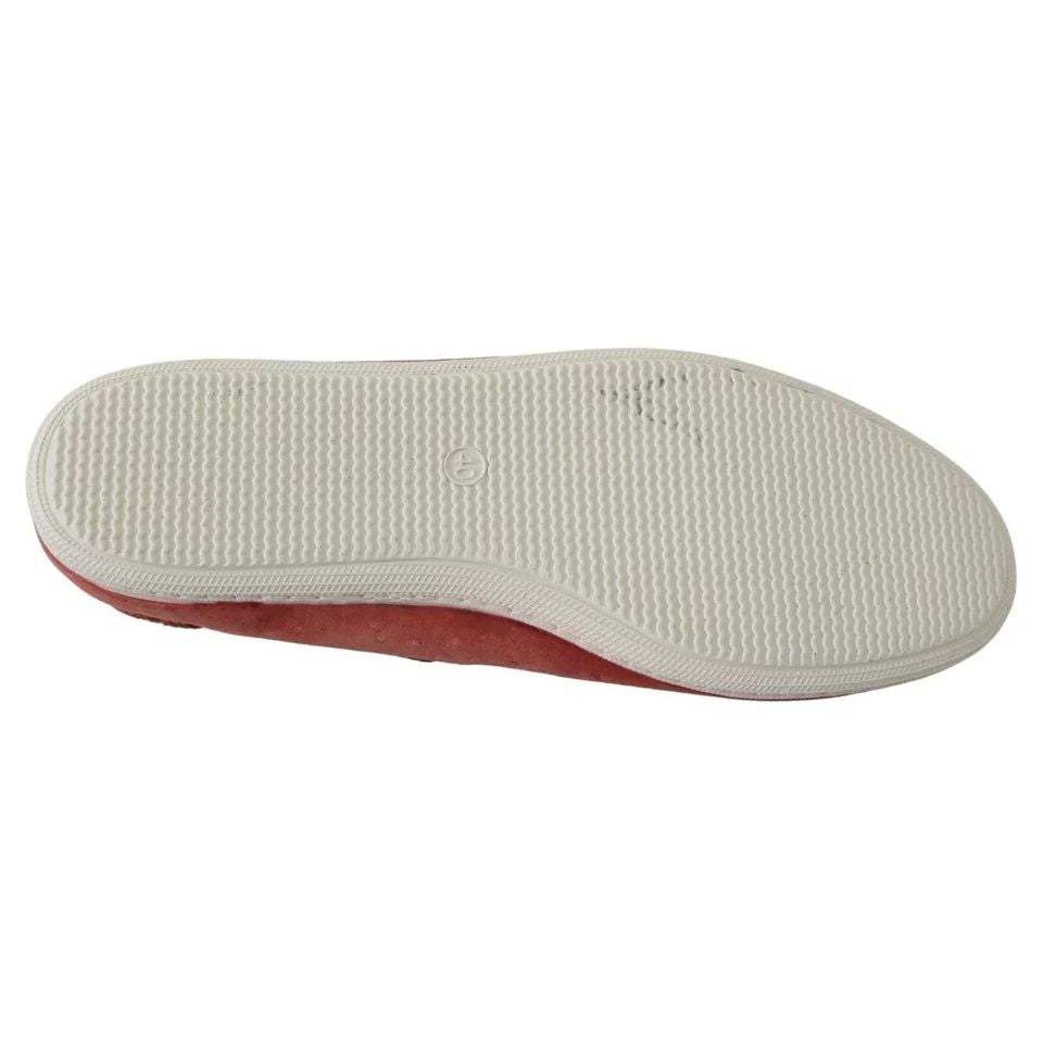 Pantofola D'Oro Scarlet Red Blue Stripe Flat Slip-On Shoes