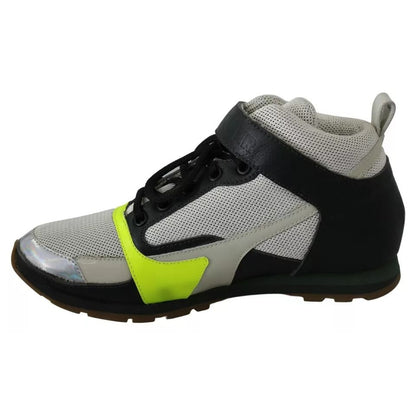Jil Sander Fog Gray Neon Green Black Lace-Up Strap Shoes