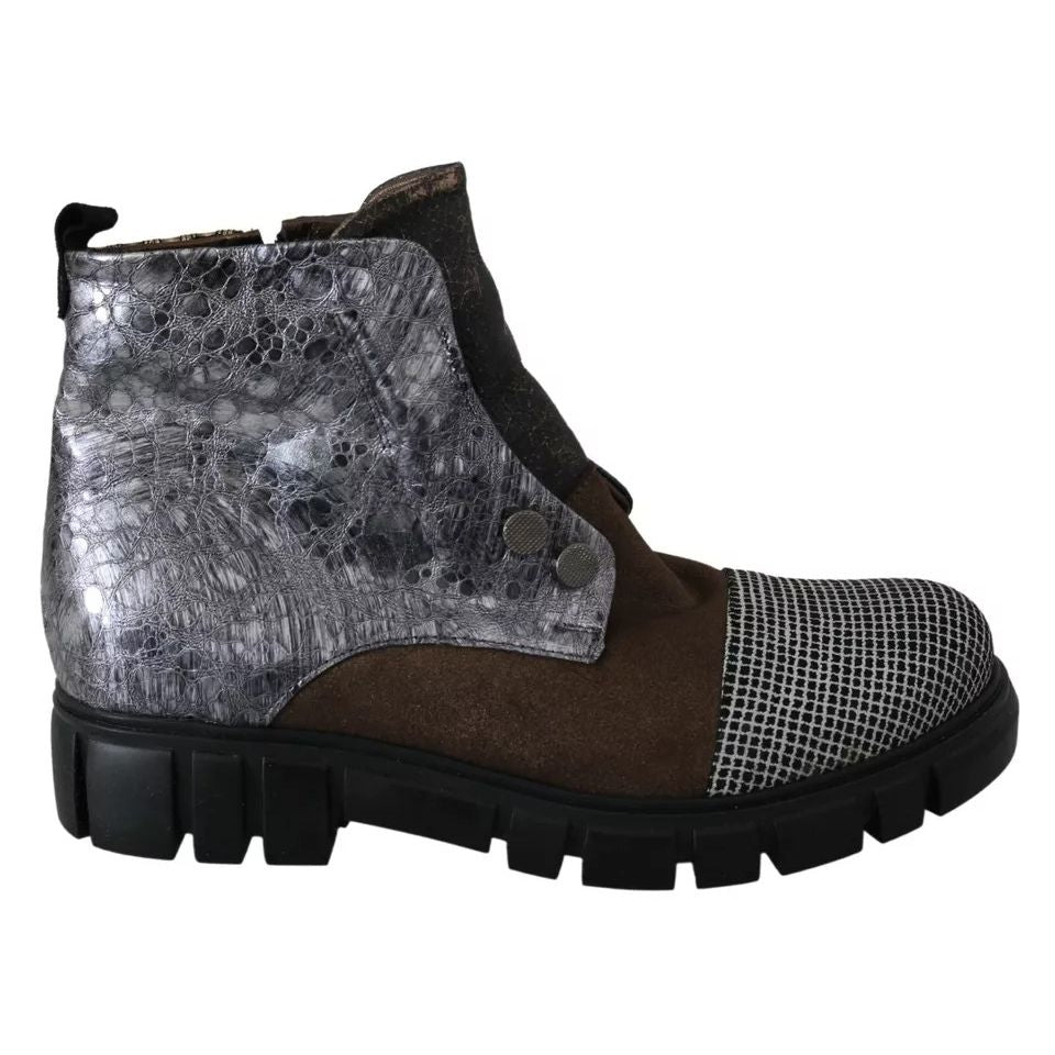 EBARRITO Multicolor Leather Suede Zipper Ankle Boots Shoes