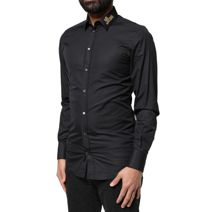 Dolce & Gabbana Black Love Embroidery GOLD Formal Dress Shirt