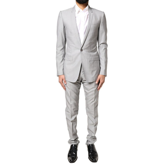 Dolce & Gabbana Light Gray Wool GOLD 2 Piece Formal Suit